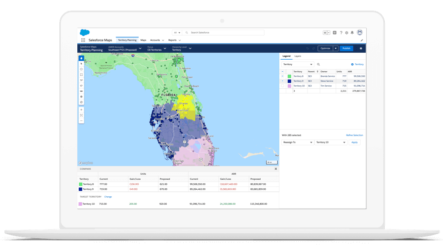 screenshot of Salesforce Maps